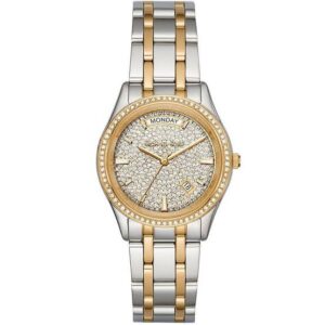 Michael Kors Women’s Quartz Analog Two-Tone Stainless Steel Gold Dial 34mm Watch MK6481