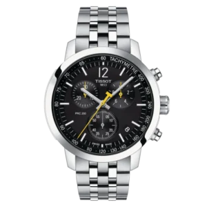 Tissot PRC 200 Silver Stainless Steel Black Dial Chronograph Quartz Watch for Gents - T114.417.11.057.00